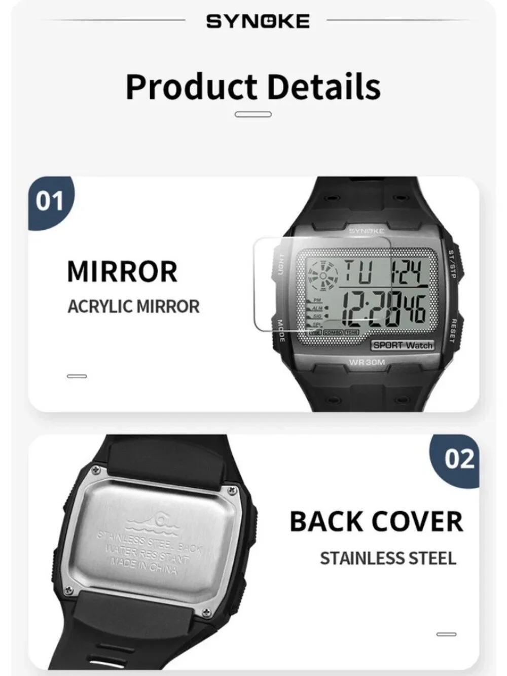 Men Waterproof Wrist Watch Sports Watch Digital Large LED Screen Watch Xmas Gift